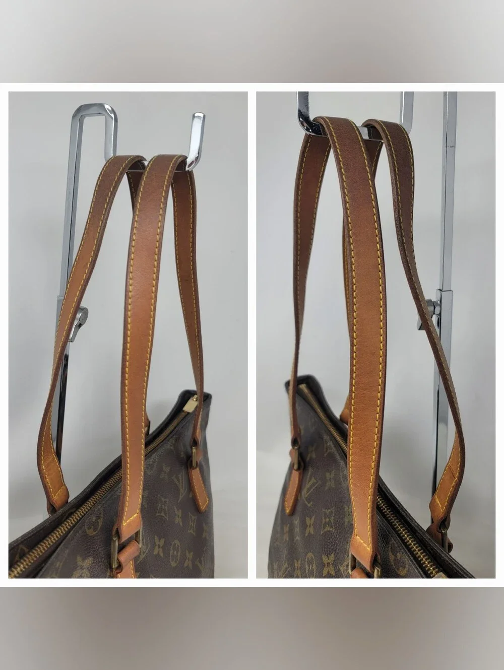 Louis Vuitton Cabas Piano Monogram Canvas Leather Shoulder Bag Authentic DU0072